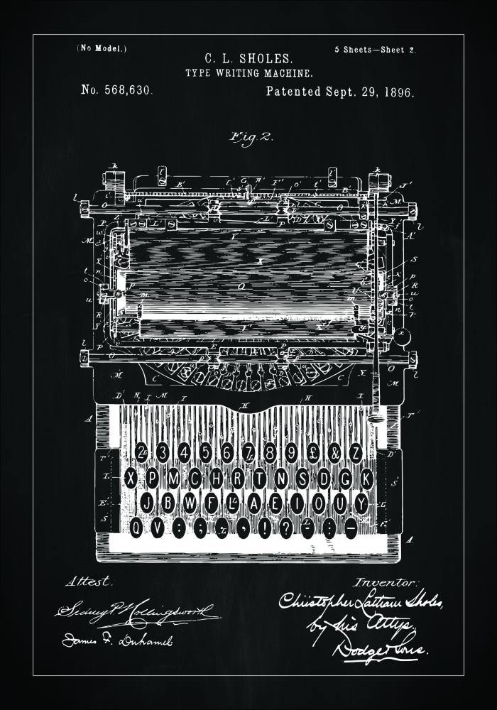Bildverkstad Patentzeichnung - Schreibmaschine  Schwarz
