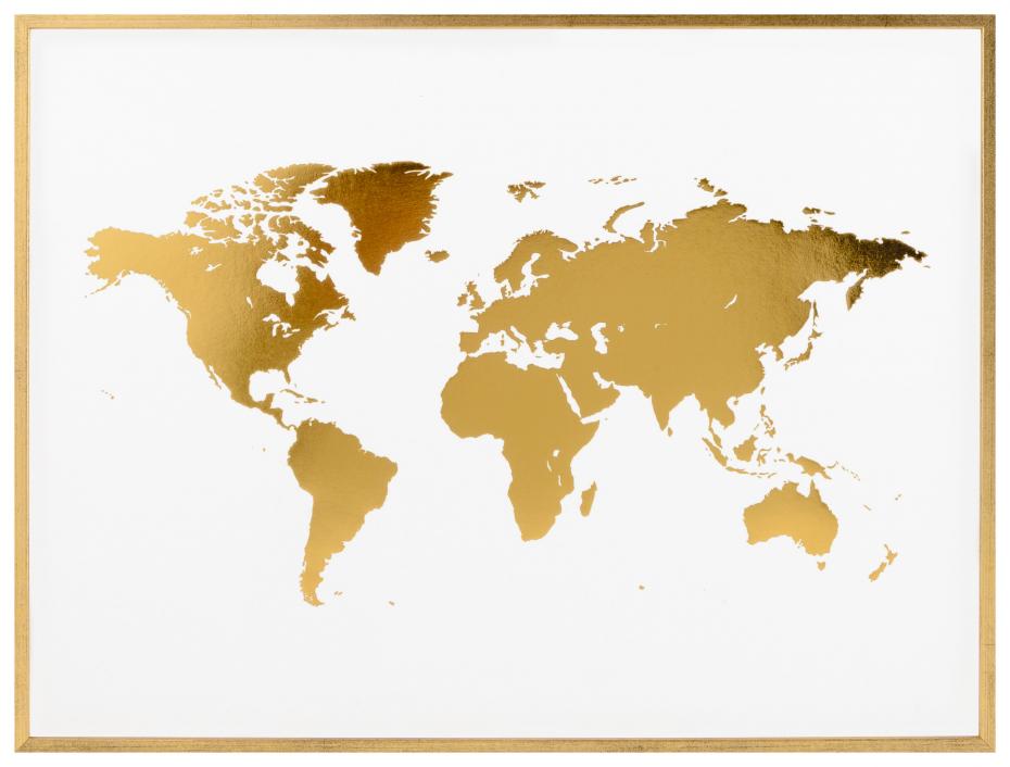 Gteborgstryckeriet Weltkarte Gold - Foliert Poster